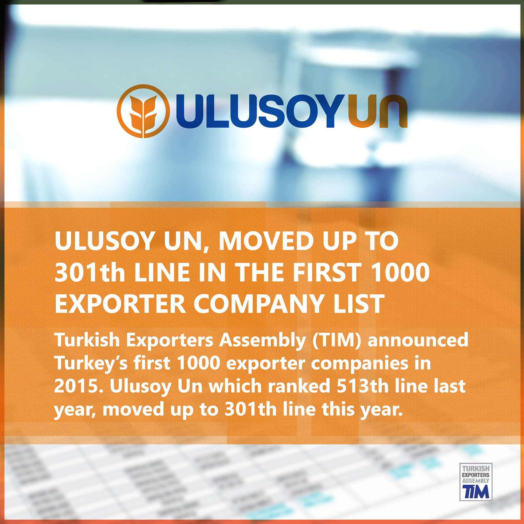Ulusoy Un, export, TIM, list, rank